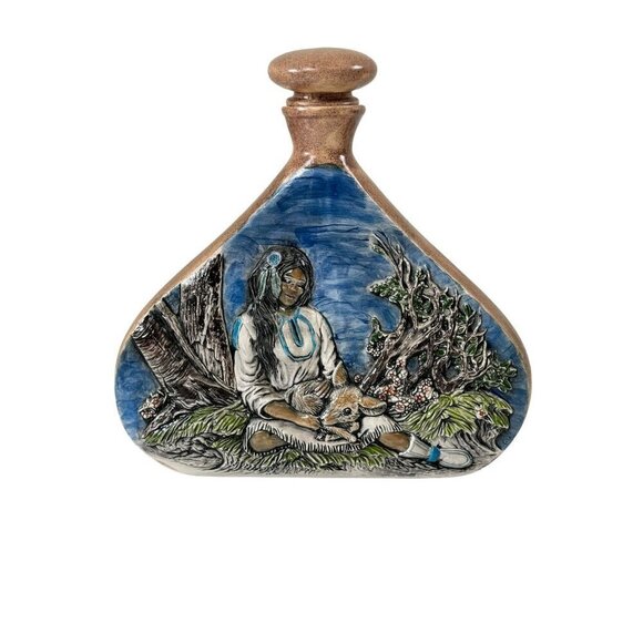 Pair of Vintage GRM 1986-1987 Way of life Native Decanter Pottery Art 10.5" Tall - Picture 2 of 15